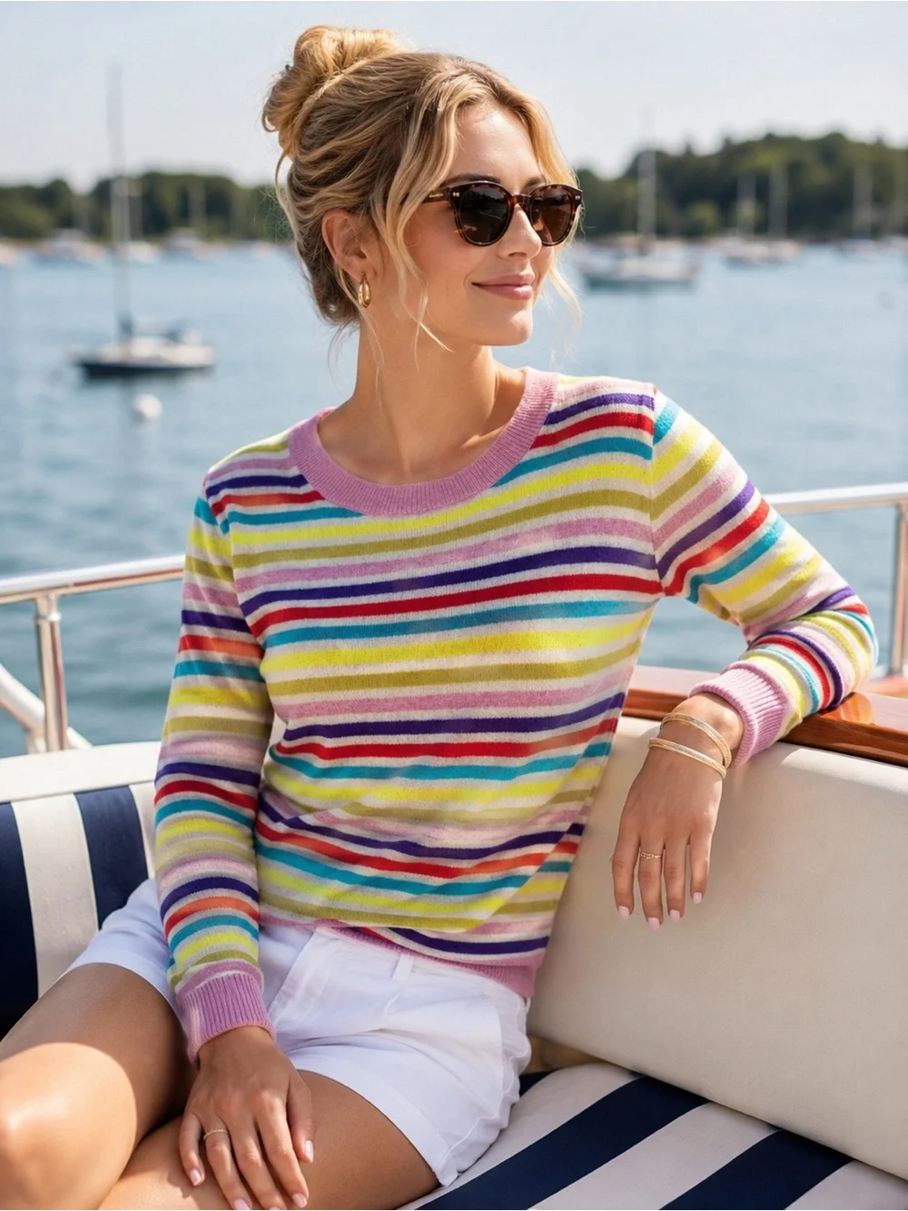 J. Crew Rainbow Stripe Cashmere Sweater